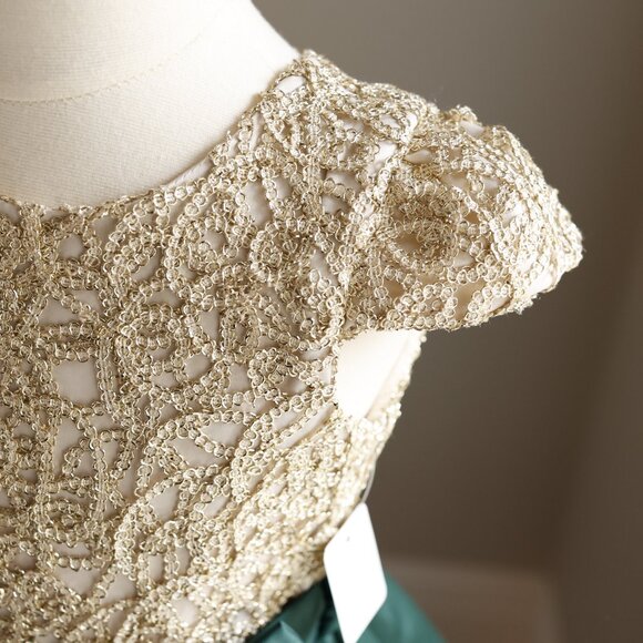 Green and Gold Formal Dress Size 6X Party Portrait Recital Flower Girl - Picture 3 of 7